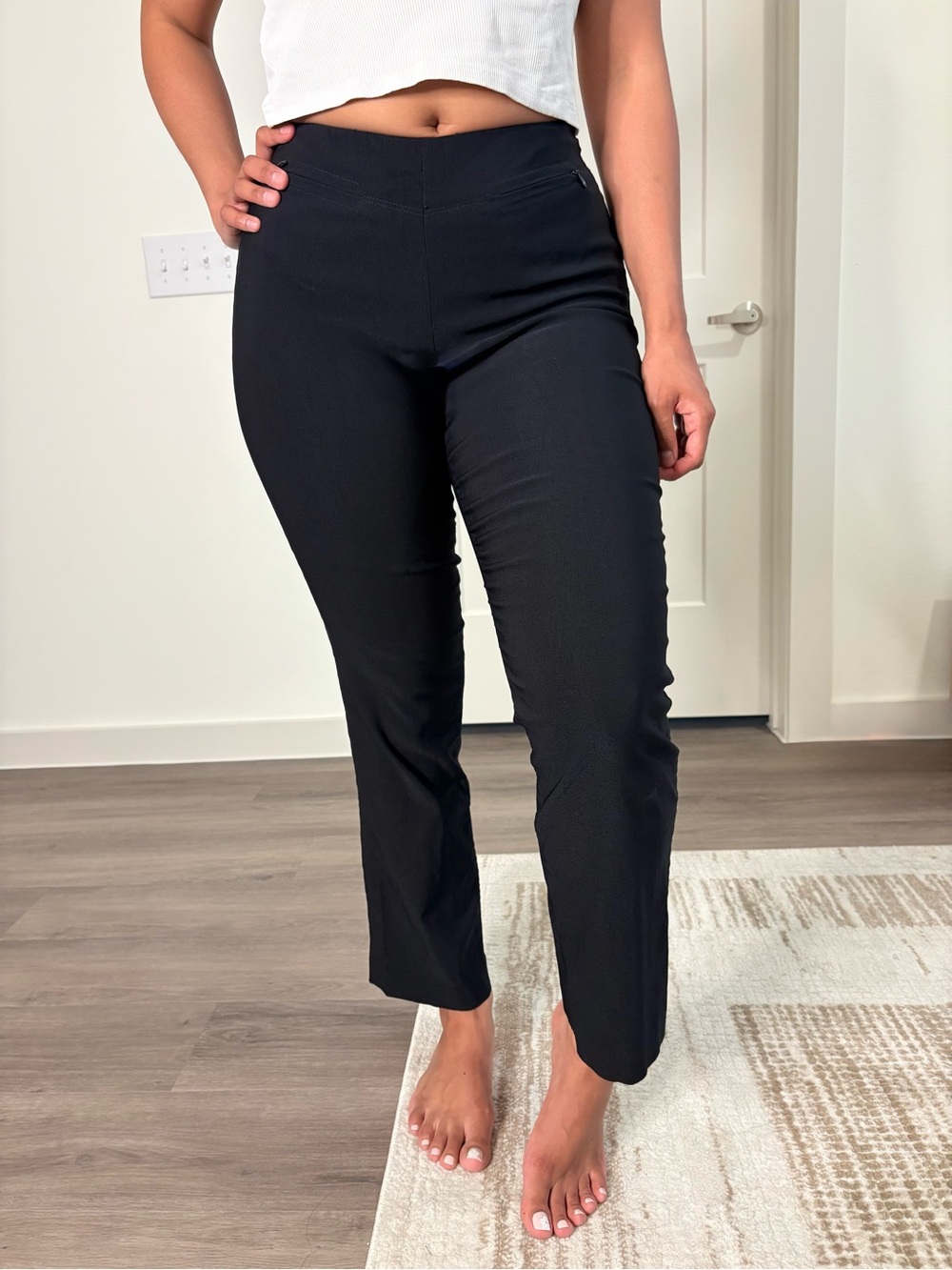 bebe Black Straight-Leg Ponte Pants